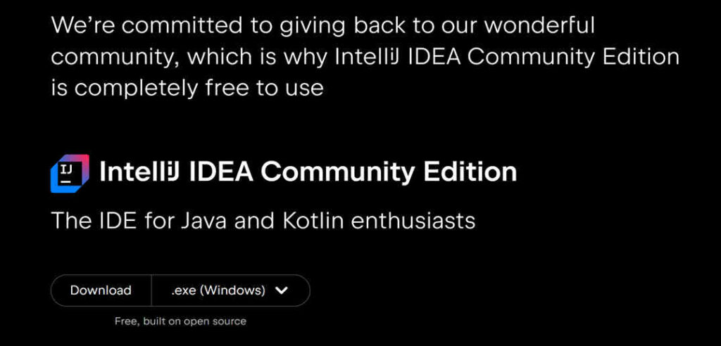 Intellij IDEA のダウンロード画面